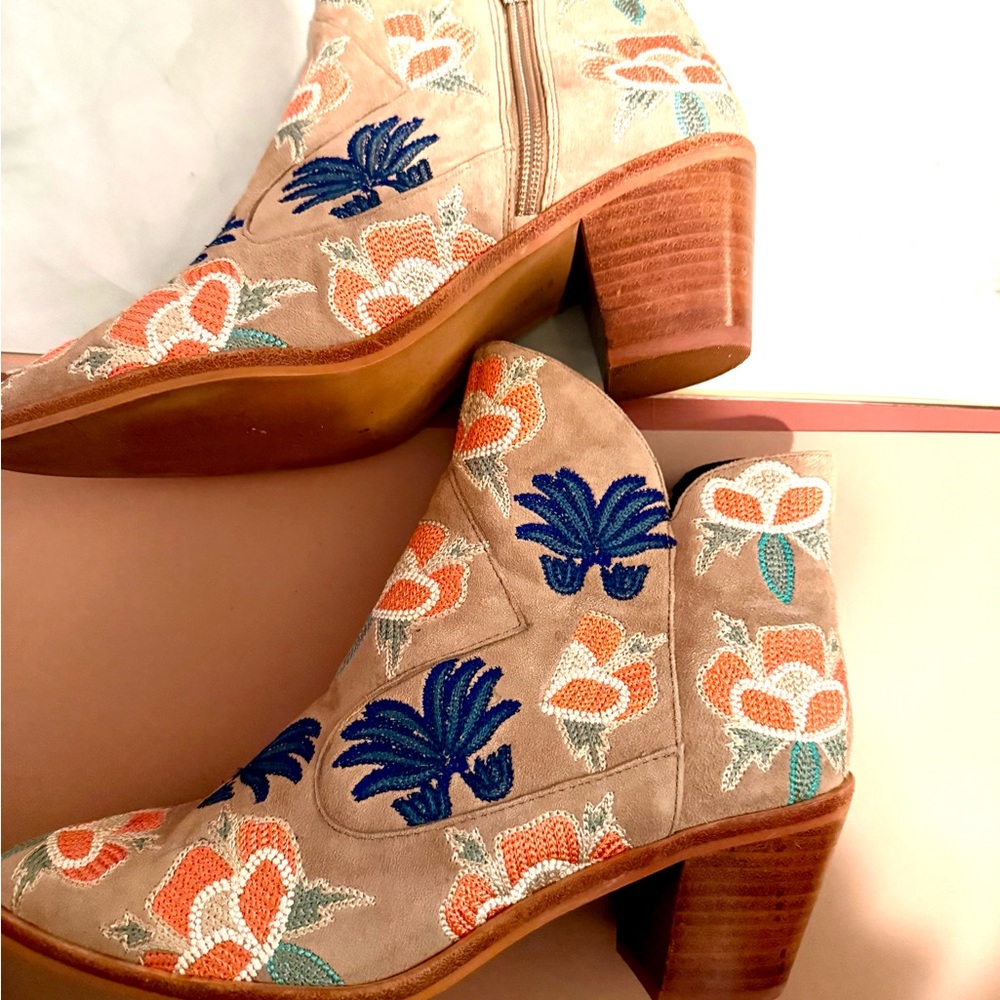 Rebecca Minkoff Floral Embroidered Ankle Boots